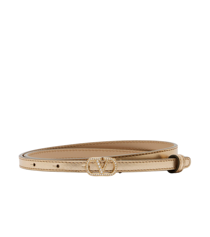 Photo: Valentino Garavani VLogo embellished metallic leather belt