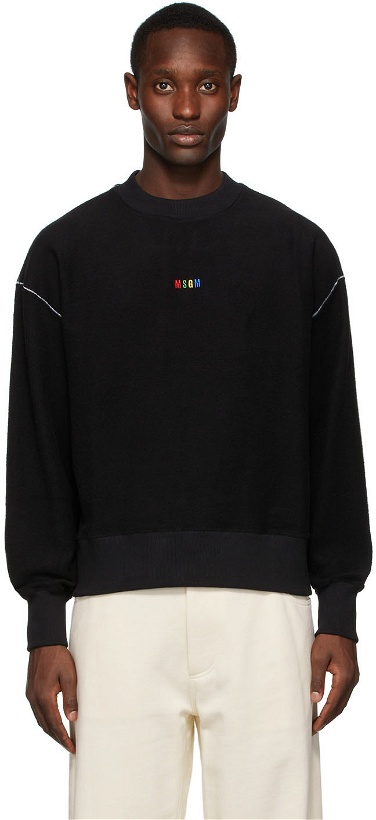 Photo: MSGM Black & Multicolor Logo Sweatshirt