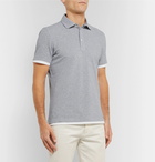 Brunello Cucinelli - Slim-Fit Layered Mélange Cotton-Piqué Polo Shirt - Gray