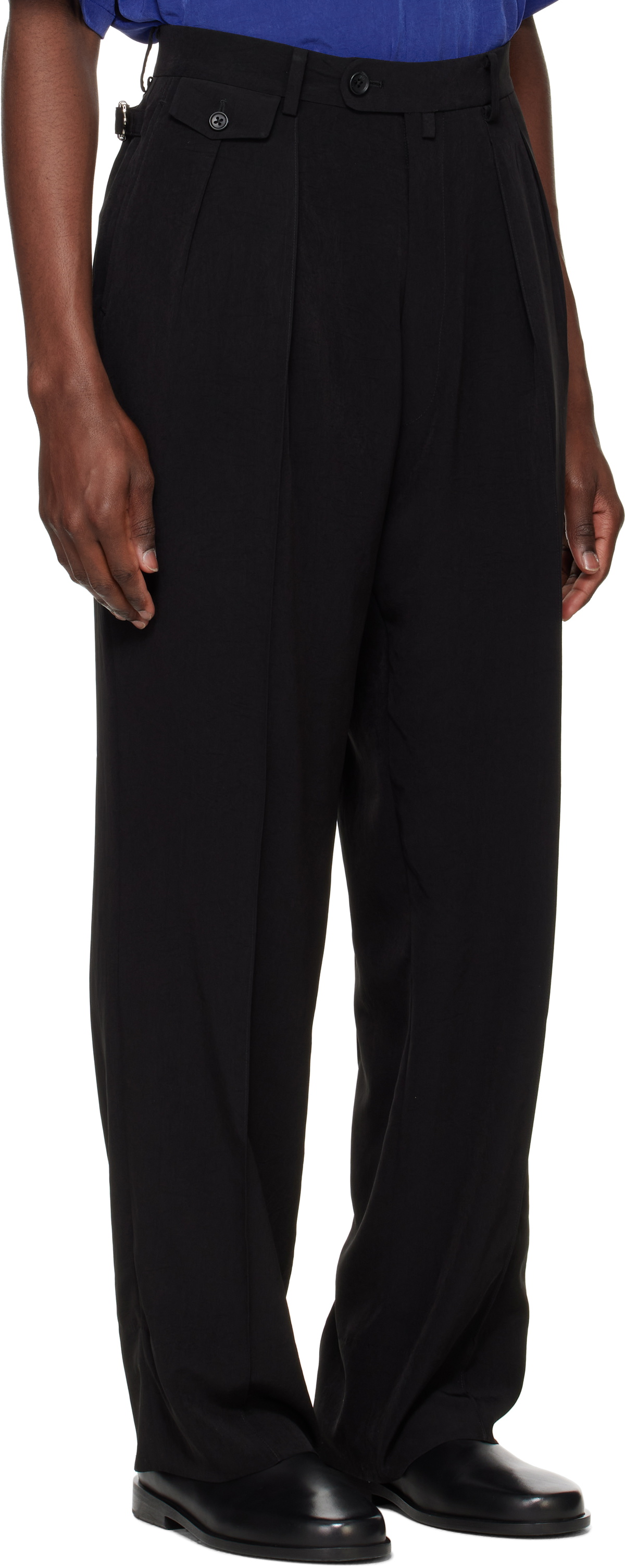 パンツ RAINMAKER Double Cloth Shirring Trousers DOUBLE CLOTH DOUGI PANTS / BLACK – RAINMAKER KYOTO