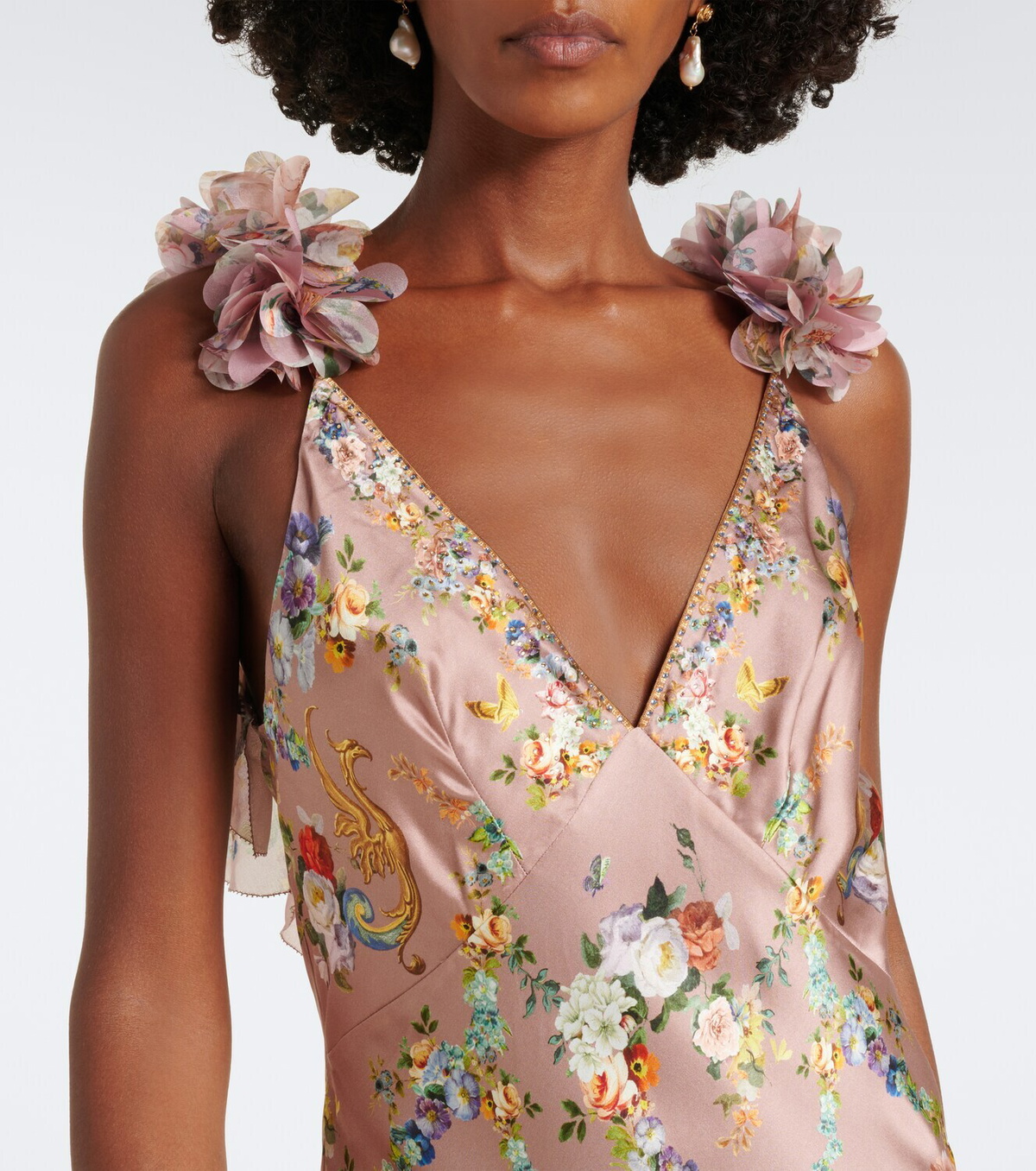 Camilla Floral silk satin slip dress