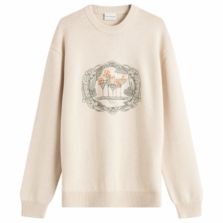 Photo: Drôle de Monsieur Men's Cocktail Tray Knitted Jumper in Natural Beige