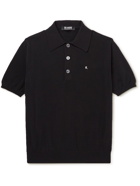 Raf Simons - Slim-Fit Logo-Embroidered Knitted Cotton Polo Shirt - Black