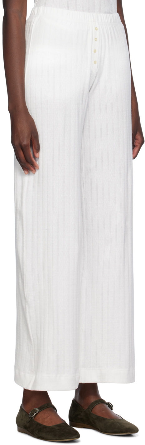 LESET White Pointelle Boxer Lounge Pants