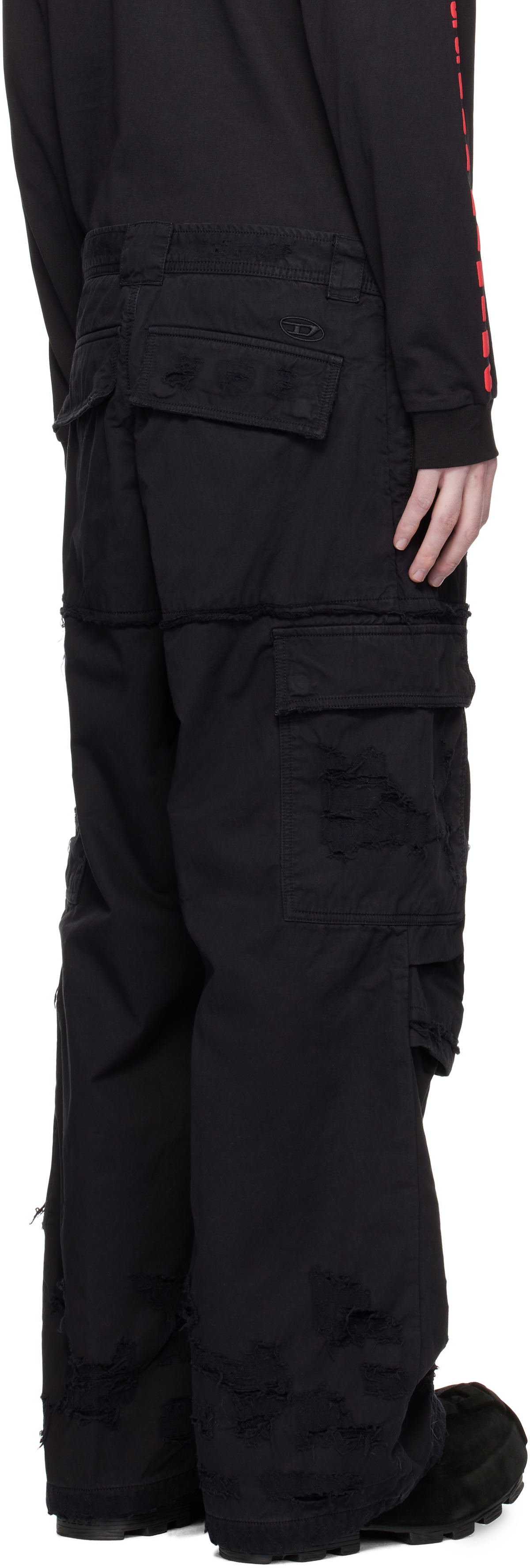 Diesel Black P-Oise Denim Cargo Pants Diesel