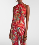 Etro Printed halterneck silk twill top