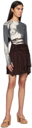 lesugiatelier Brown Layered Miniskirt