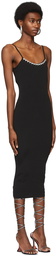 AREA Black Rib Knit Midi Dress