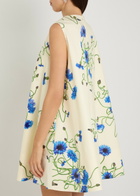 Stella Mccartney Embellished Floral-print Cotton Mini Dress White