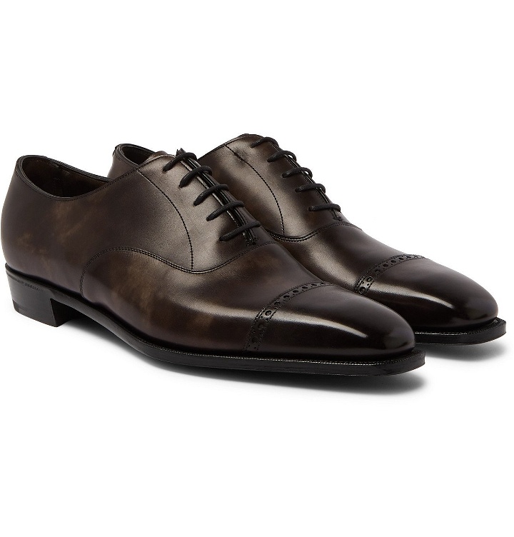 Photo: George Cleverley - Nakagawa Burnished-Leather Oxford Shoes - Brown
