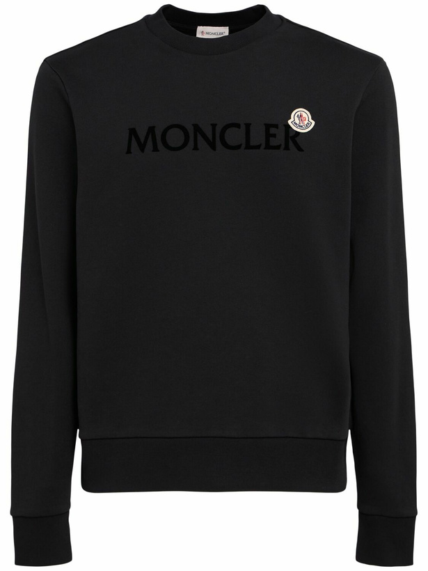 Photo: MONCLER Logo Cotton Fleece Crewneck Sweatshirt