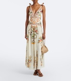 Camilla Embellished printed linen and silk maxi dress