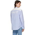 Helmut Lang Blue and White Striped Logo Shirt