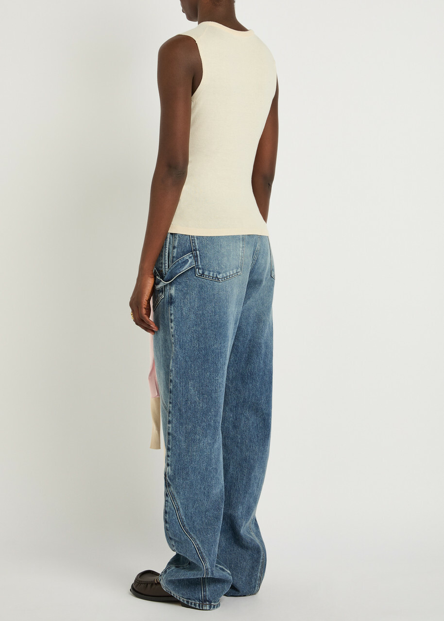JW Anderson Waist Tie Cotton and Cashmere-blend Tank top Ivory