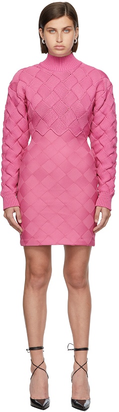 Photo: Herve Leger Pink Chunky Weave Bandage Mini Dress