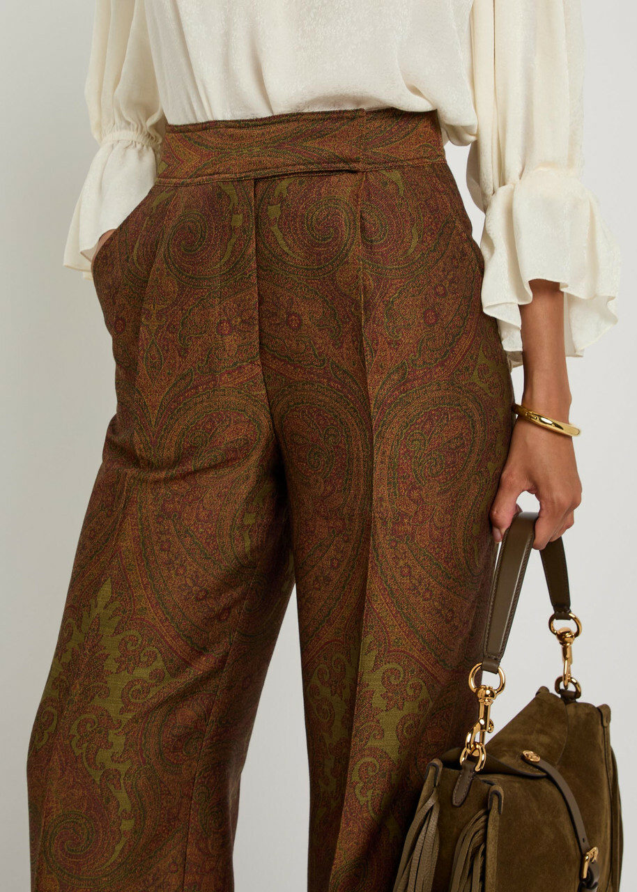 Etro Paisley-jacquard Straight-leg Trousers Multicoloured