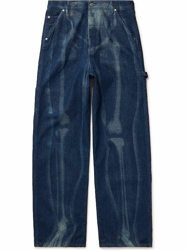 Photo: Off-White - Printed Wide-Leg Jeans - Blue