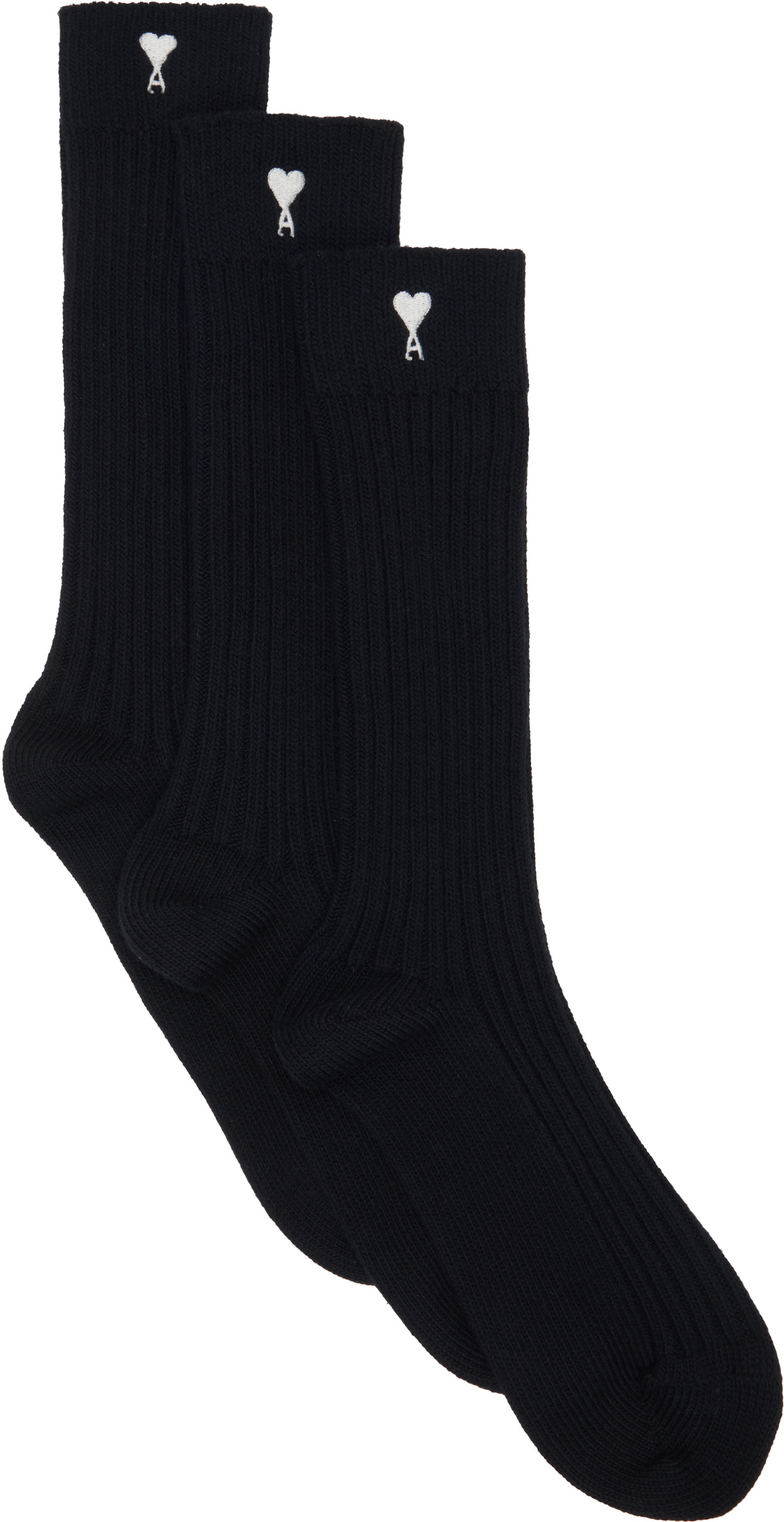 AMI Paris Three-Pack Black Ami De Coeur Socks
