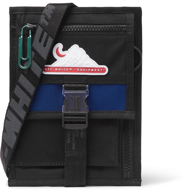 Photo: Off-White - Mesh-Trimmed Canvas and Shell Messenger Bag - Black