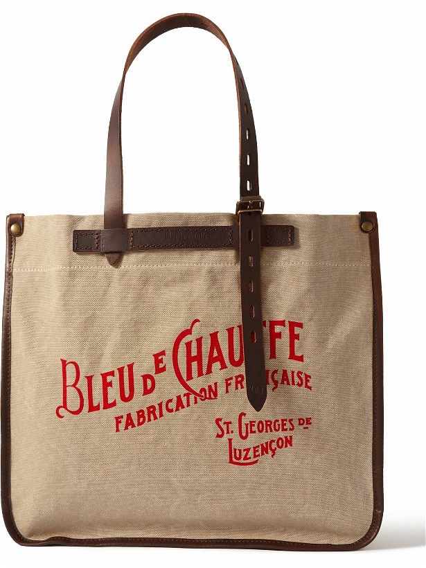 Photo: Bleu de Chauffe - Bazar Logo-Print Leather-Trimmed Cotton-Canvas Tote Bag