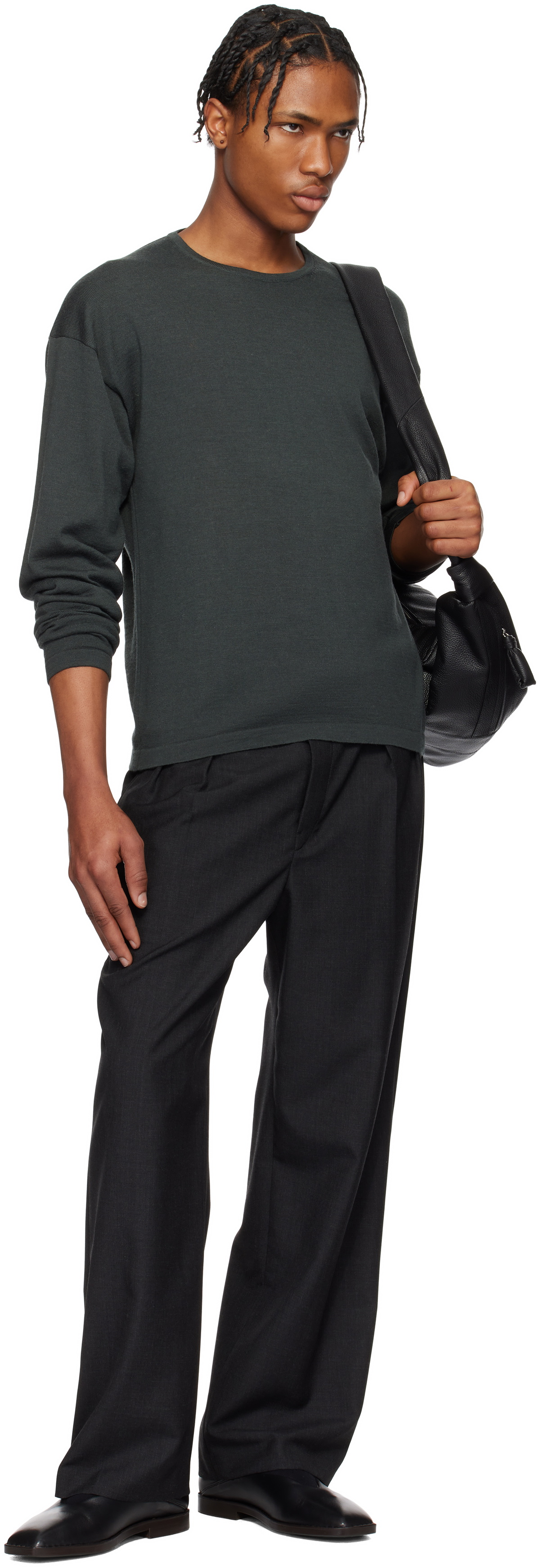 LEMAIRE Gray Crew Neck Sweater Lemaire