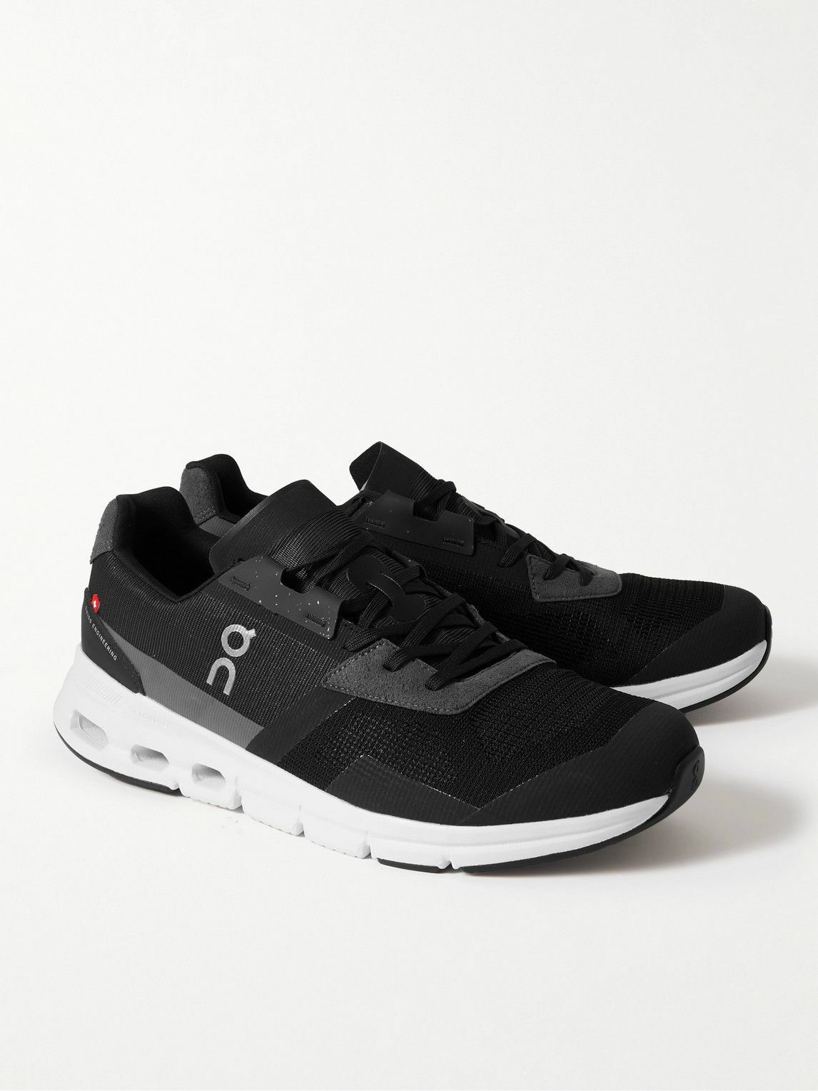 ON - Cloudrift Rubber-Trimmed Mesh Running Sneakers - Black On