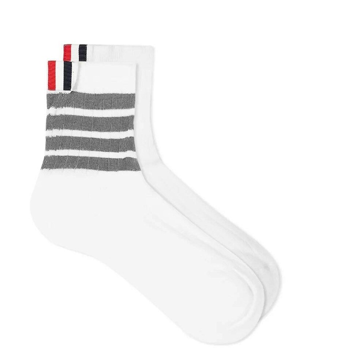 Photo: Thom Browne Men's Four Bar Ankle Sock in Med Grey