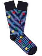 PAUL SMITH - Striped Polka-Dot Stretch Cotton-Blend Socks