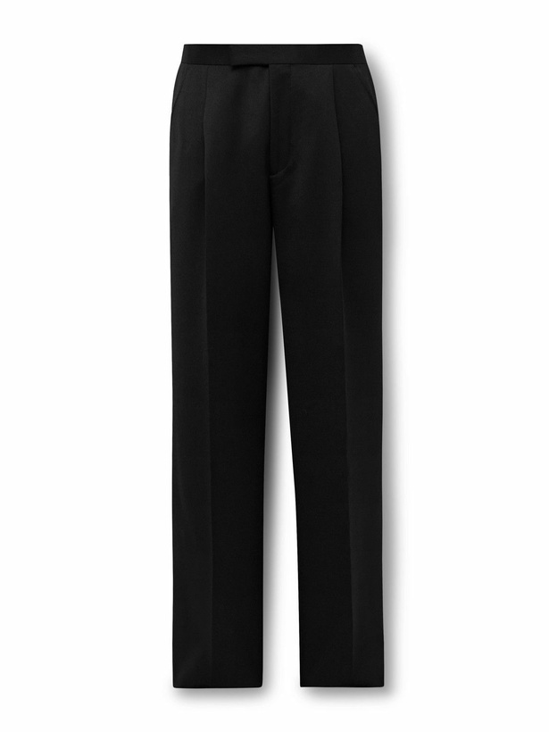 Photo: Favourbrook - Tommy Straight-Leg Grosgrain-Trimmed Pleated Wool Tuxedo Trousers - Black