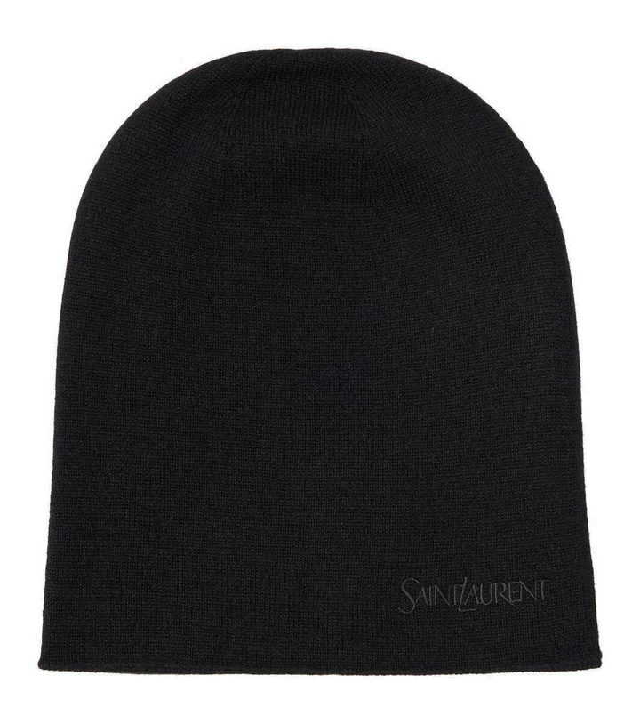 Photo: Saint Laurent Logo cashmere beanie