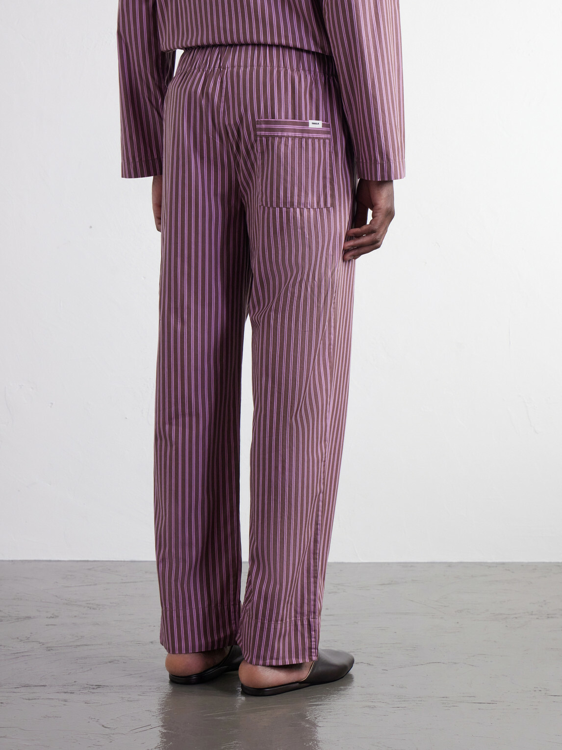 TEKLA - Drawstring Striped Organic Cotton-Poplin Pyjama Trousers - Pink