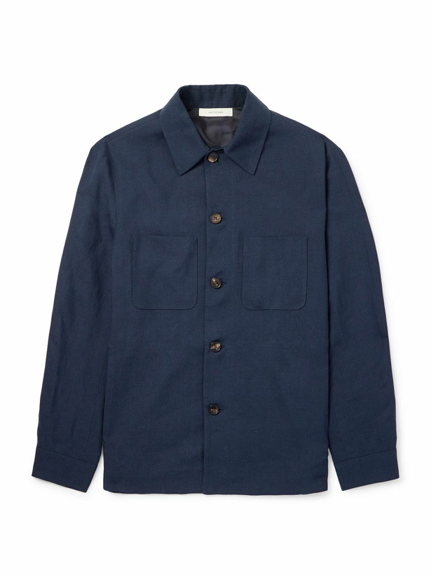 Photo: UMIT BENAN - Jerome Linen and Wool-Blend Overshirt - Blue