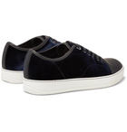 Lanvin - Cap-Toe Velvet and Leather Sneakers - Men - Midnight blue