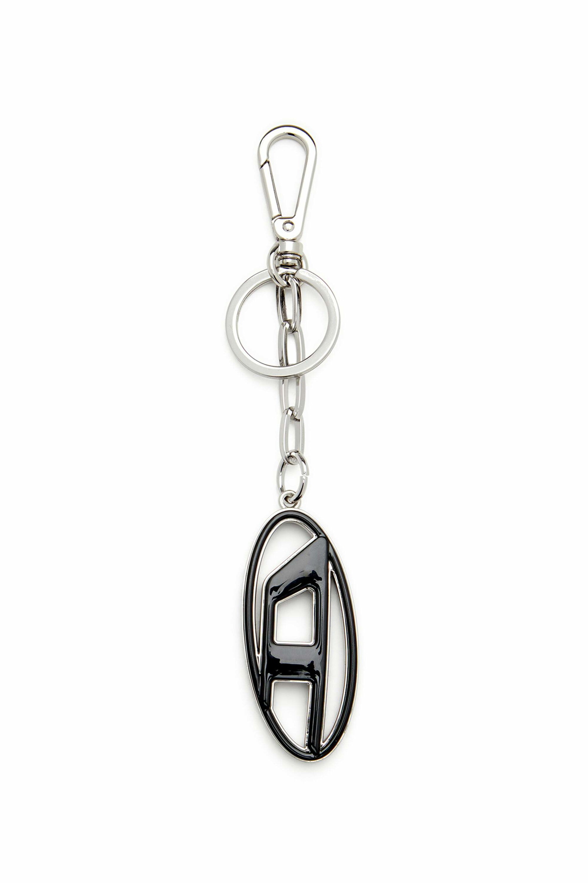 Diesel Metal and resin Oval D keyring - Charms and Keyrings Mens in Black