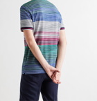 Missoni - Striped Space-Dyed Crochet-Knit Cotton Polo Shirt - Blue