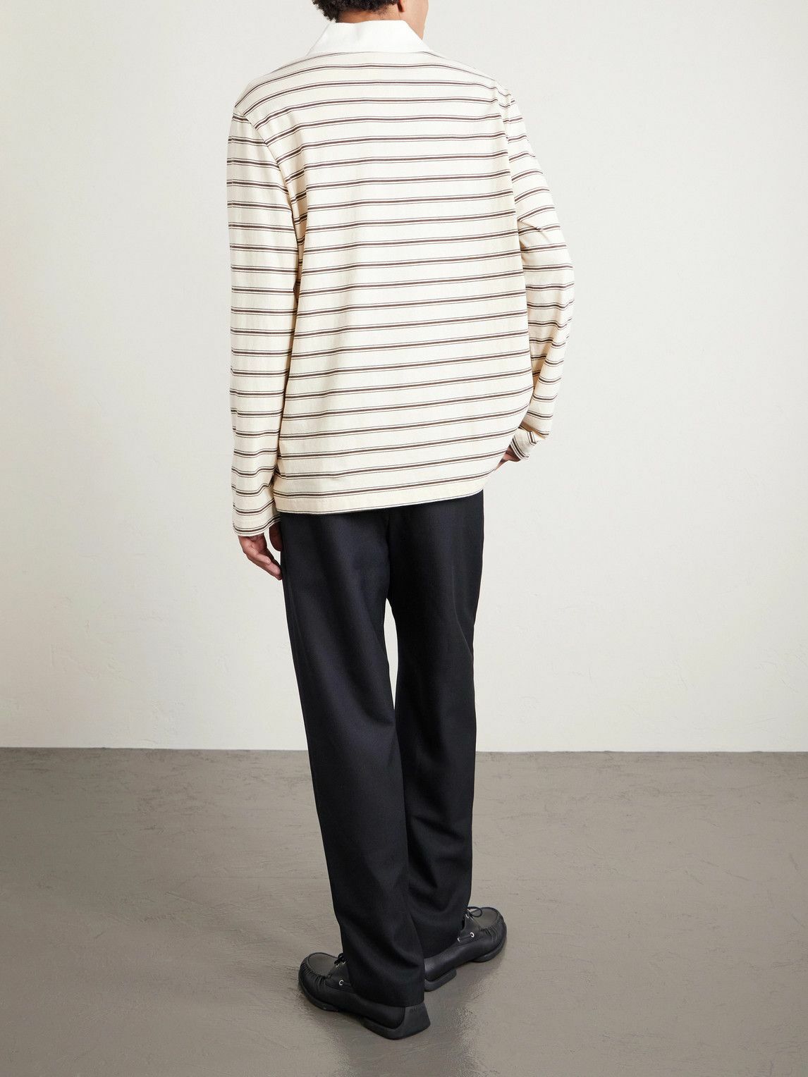 A.P.C. - Striped Organic Cotton-Jersey Polo Shirt - Neutrals