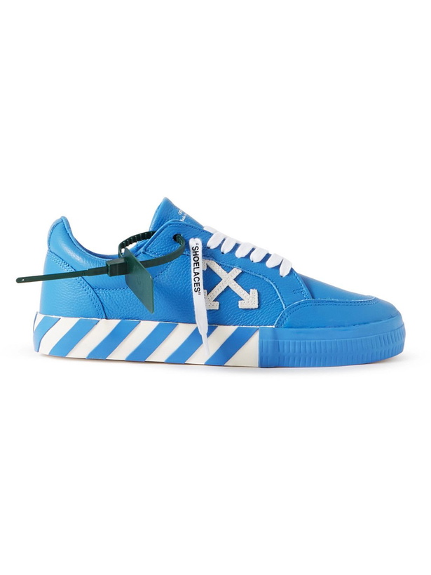 Photo: Off-White - Suede-Trimmed Full-Grain Leather Sneakers - Blue