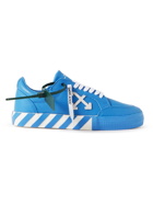 Off-White - Suede-Trimmed Full-Grain Leather Sneakers - Blue
