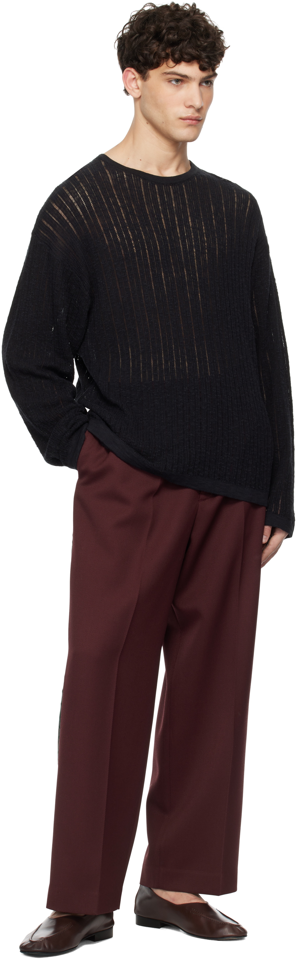 COMMAS Black Pointelle Knit Sweater