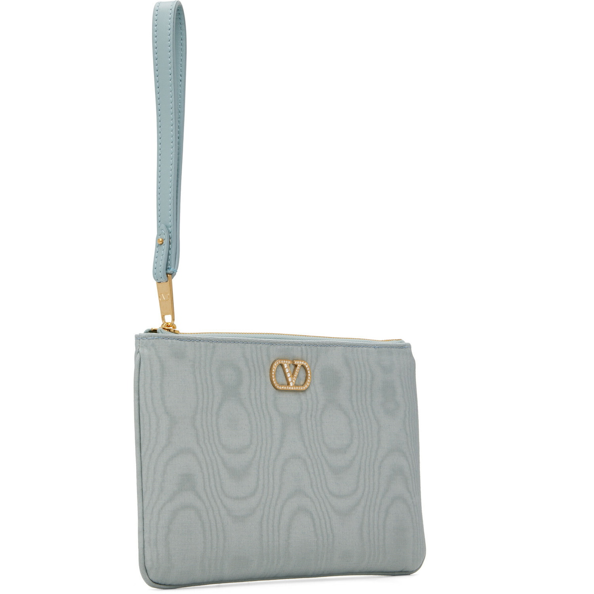 Valentino Garavani Blue VLogo Signature Moiré Fabric Clutch