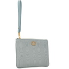 Valentino Garavani Blue VLogo Signature Moiré Fabric Clutch
