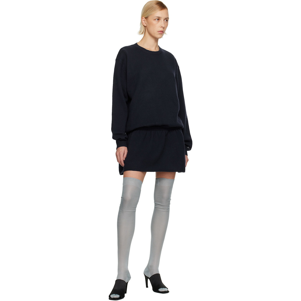 Sandy Liang Navy Kazia Knit Minidress