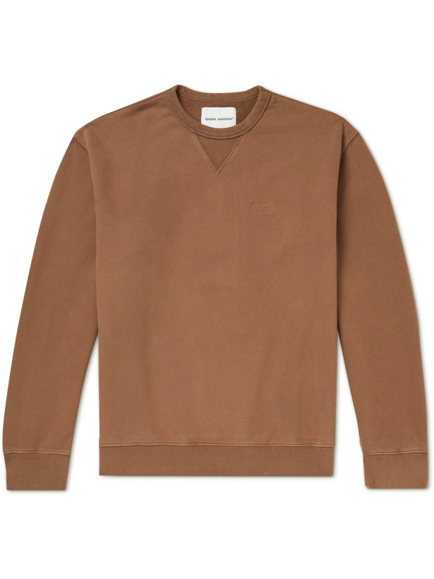 Photo: GENERAL ADMISSION - Logo-Embroidered Cotton-Jersey Sweatshirt - Brown