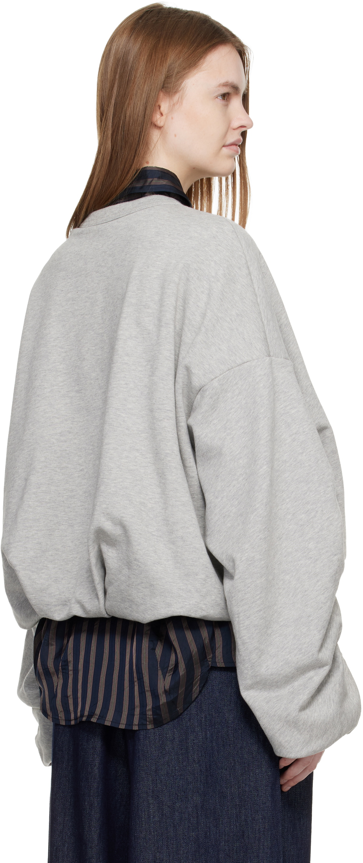 Dries Van Noten Gray Draped Sweatshirt