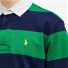 Polo Ralph Lauren Men's Stripe Rugby Shirt in Newport Navy/Hillside Green