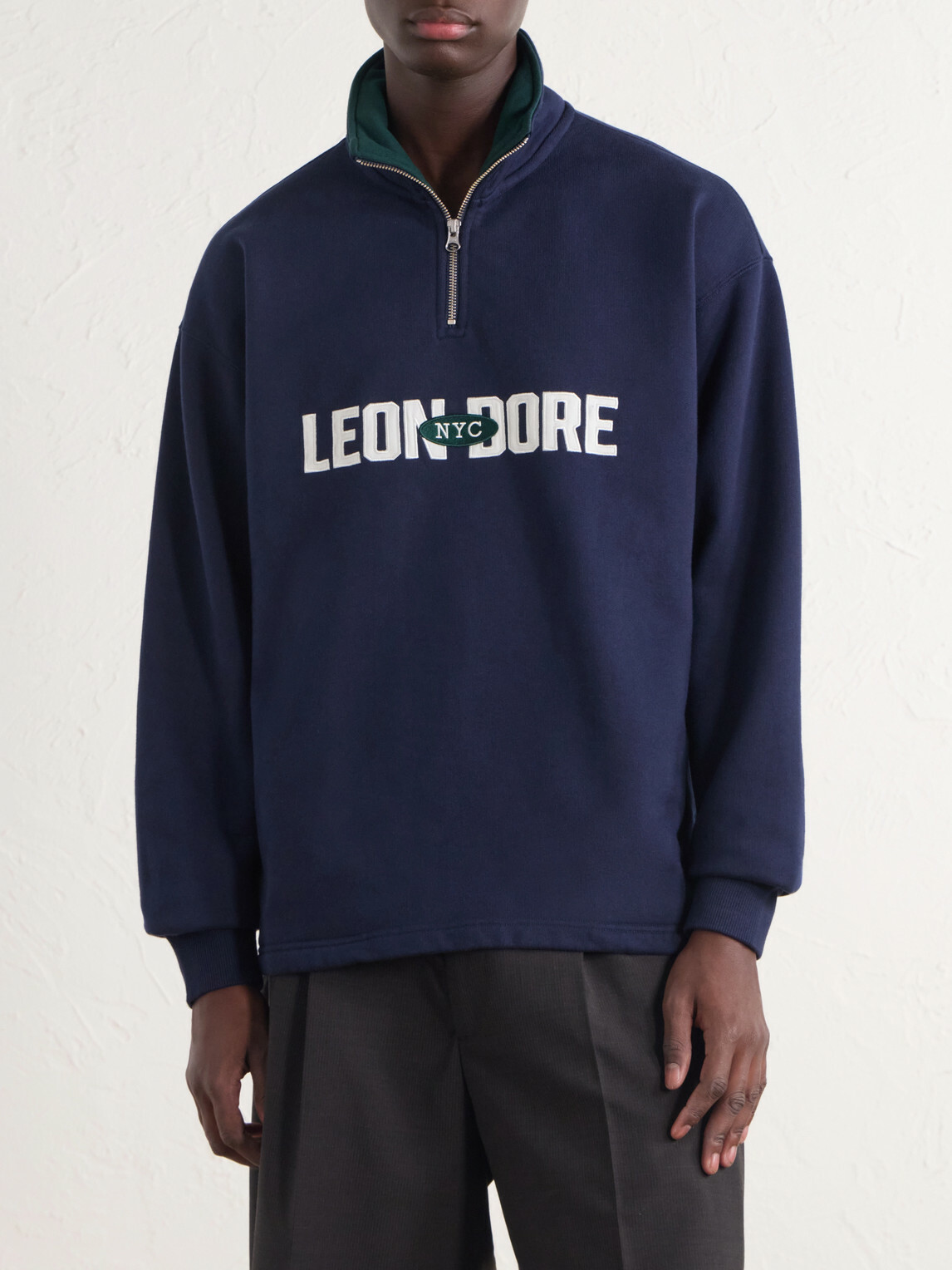 Aimé Leon Dore - Logo-Appliquéd Cotton Half-Zip Sweatshirt - Blue
