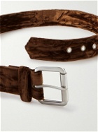 Collina Strada - 3cm Embellished Crushed-Velvet Belt - Brown