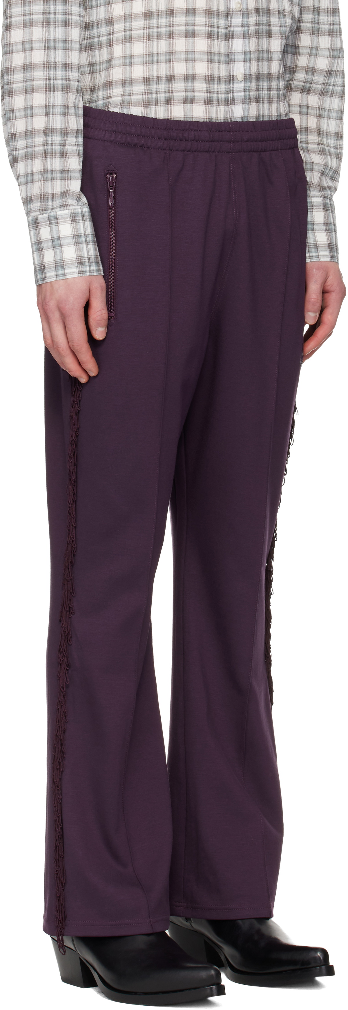 【未使用】NEEDLES Fringe Boot-Cut Track Pant NEEDLES Black Fringe Boot-Cut Track Pants Needles