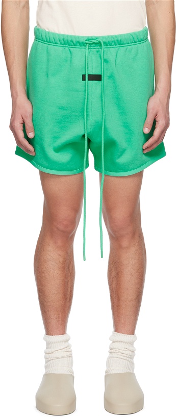 Photo: Fear of God ESSENTIALS Green Drawstring Shorts