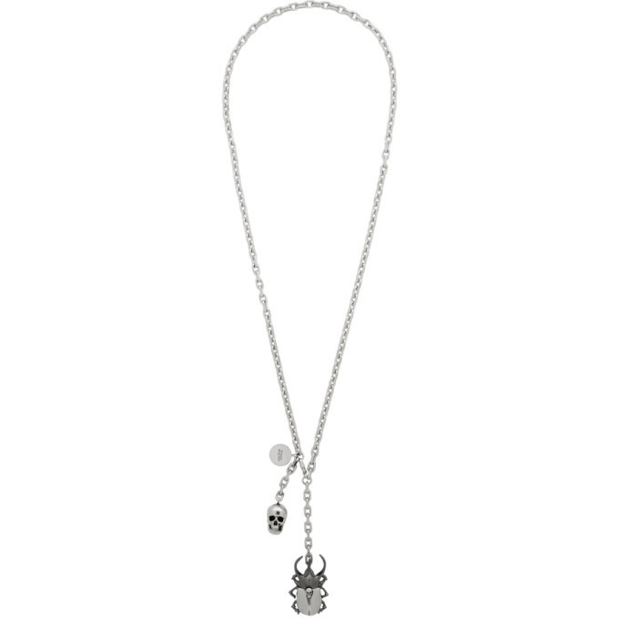 Photo: Alexander McQueen Silver Beetle and Skull Necklace